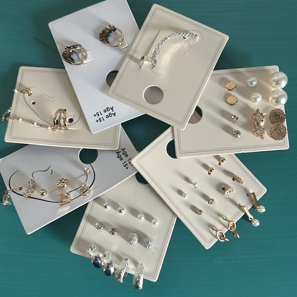 New Bulk Lot Stud Hoop Drop Earring Sets Ear Climbers Singles Gold Silver Tone - Picture 10 of 10